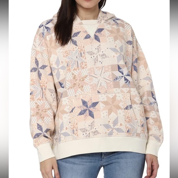 American Eagle Outfitters Tops - American Eagle Creams and Blues Geometric Design Hoodie Size XS